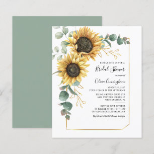 Budget Sunflower Geometric Script Bridal Shower