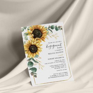 Budget Sunflower Greenery Engagement Invitation