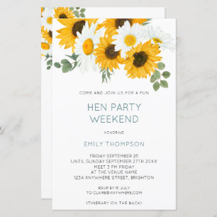 Budget Sunflower Itinerary Weekend Hen Do invite