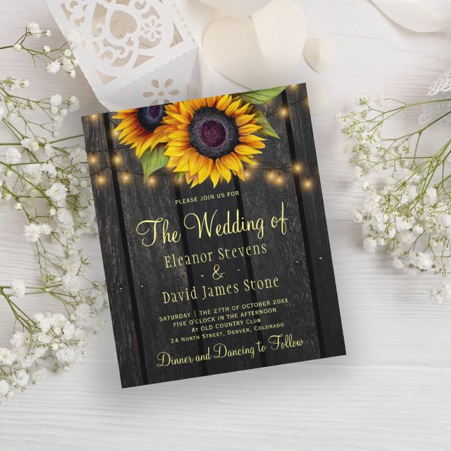 Budget sunflower rustic country wedding invitation (Creator Uploaded)