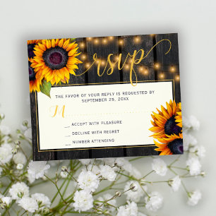 Budget sunflower rustic wedding rsvp card FLYER