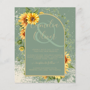 BUDGET Sunflower Sage Wedding Invite RSVP QR CODE Flyer