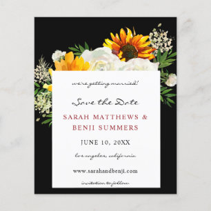 Budget Sunflower &W Floral B Artsy Save the Date 2 Flyer