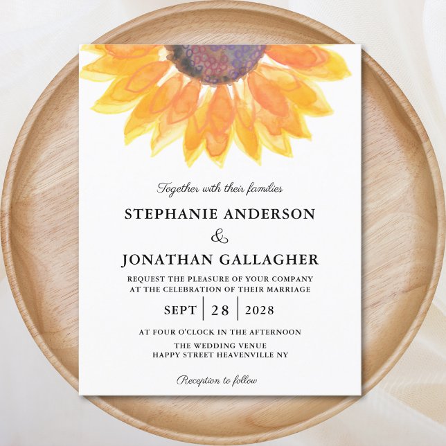 Budget Sunflower Watercolor Wedding Invitation (Creator Uploaded)