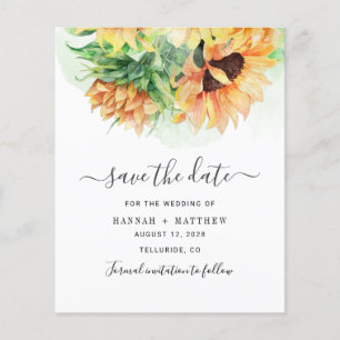 Budget Sunflower Watercolor Wedding Save The Date