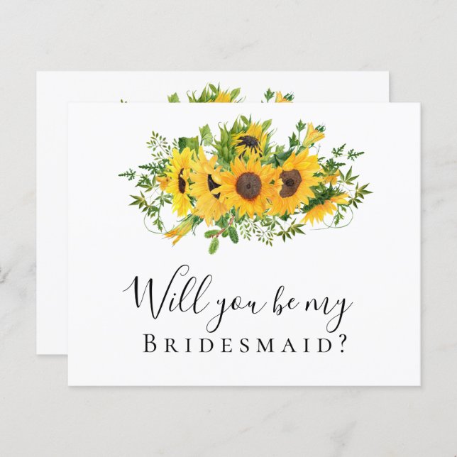 BUDGET Sunflower Will You be My Bridesmaid? Card (Front/Back)