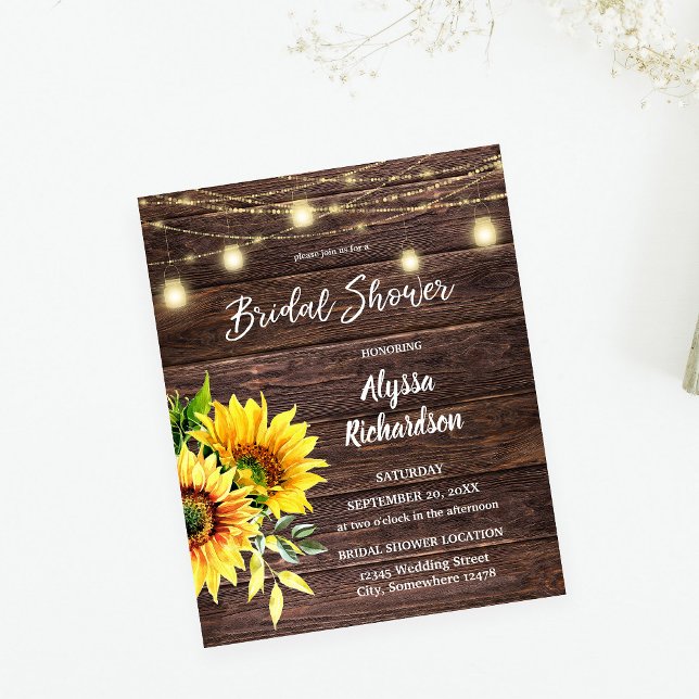 Budget Sunflower, Wood Lights Bridal Shower Flyer (Creator Uploaded)
