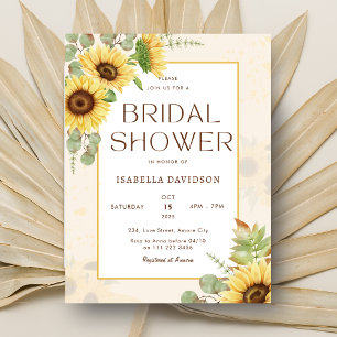 Budget Sunflower Yellow Floral Bridal Shower  Invitation Postcard