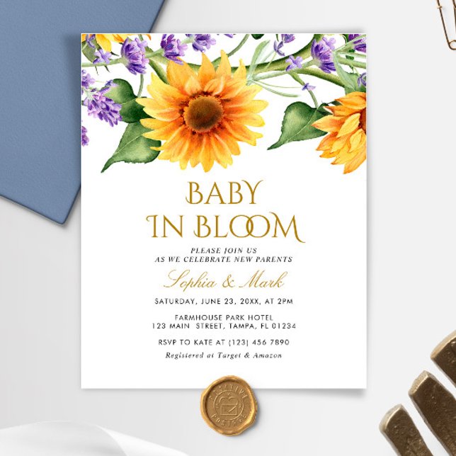 Budget Sunflowers Baby In Bloom Invitation (Creator Uploaded)