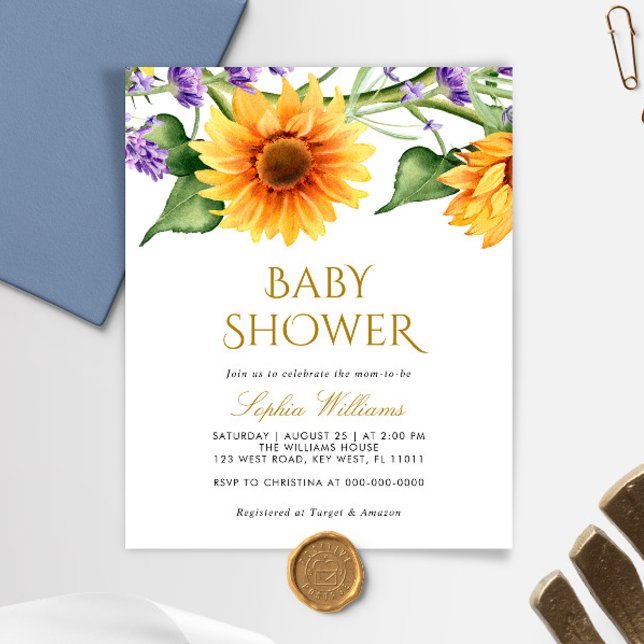 Budget Sunflowers Baby Shower Invitation (Creator Uploaded)
