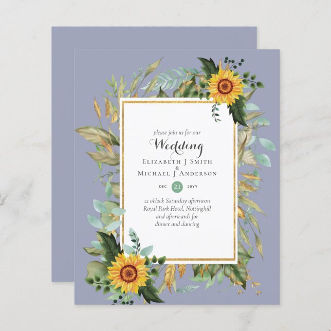BUDGET Sunflowers Eucalyptus Greenery Wedding (Front/Back)