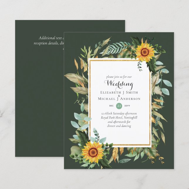 BUDGET Sunflowers Eucalyptus Greenery Wedding (Front/Back)