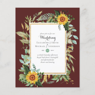 BUDGET Sunflowers Eucalyptus Greenery Wedding Flyer