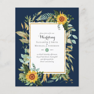 BUDGET Sunflowers Eucalyptus Greenery Wedding Flyer