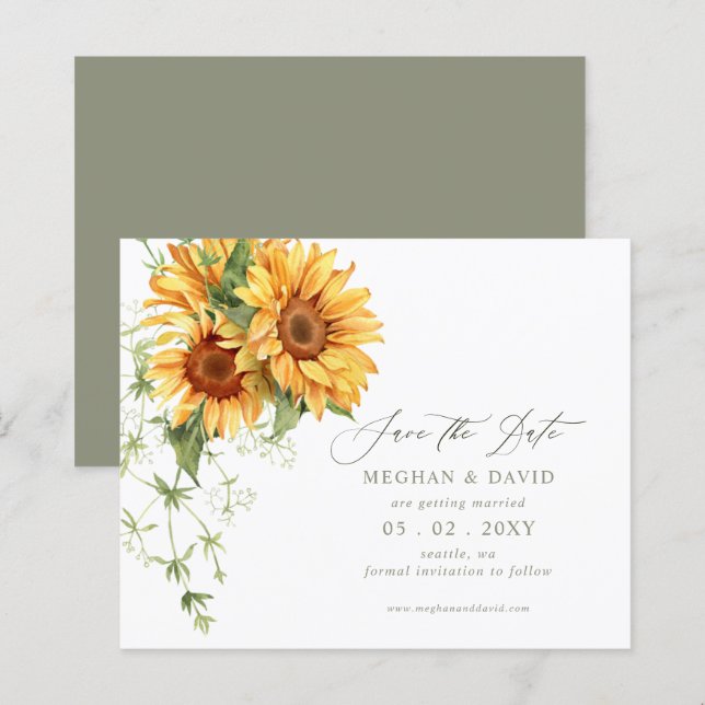 Budget Sunflowers Garden Save the Date (Front/Back)