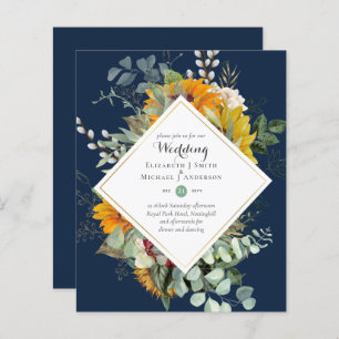 Budget Sunflowers Greenery Wedding Invites
