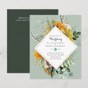 Budget Sunflowers Greenery Wedding Invites