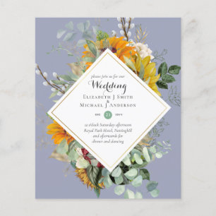 Budget Sunflowers Greenery Wedding Invites Flyer