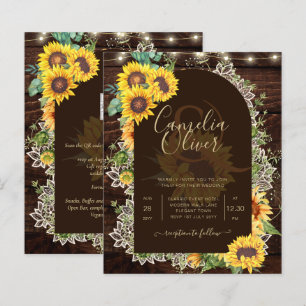 BUDGET Sunflowers Lights Lace Wedding INVITE