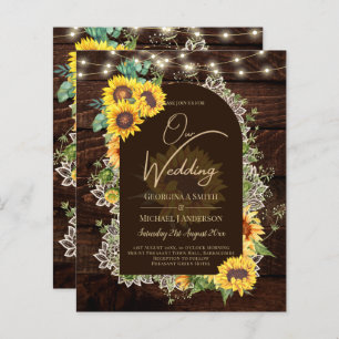 BUDGET Sunflowers Lights Lace Wedding INVITE