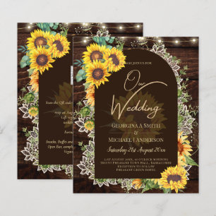 BUDGET Sunflowers Lights Lace Wedding INVITE