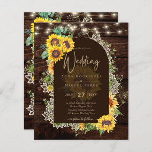 BUDGET Sunflowers Lights Lace Wedding INVITE