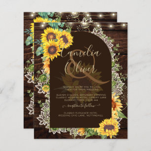 BUDGET Sunflowers Lights Lace Wedding INVITE