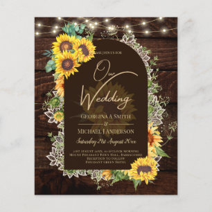 BUDGET Sunflowers Lights Lace Wedding INVITE Flyer