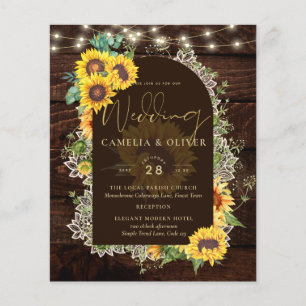 BUDGET Sunflowers Lights Lace Wedding INVITE Flyer