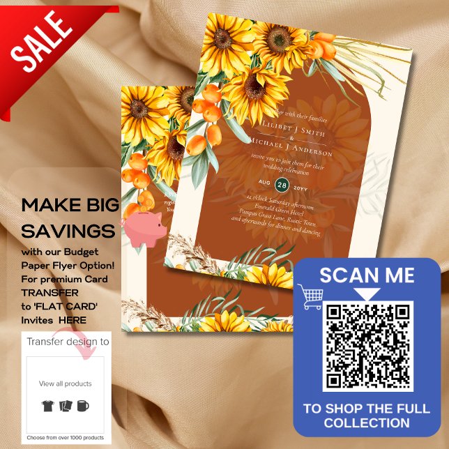 BUDGET Sunflowers Pampas Grass Terracotta Wedding Flyer (Creator Uploaded)