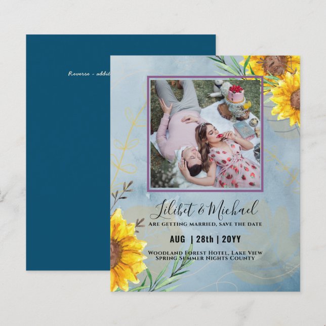 BUDGET Sunflowers PHOTO Save Change Date Plans (Front/Back)