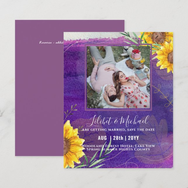 BUDGET Sunflowers PHOTO Save Change Date Plans (Front/Back)