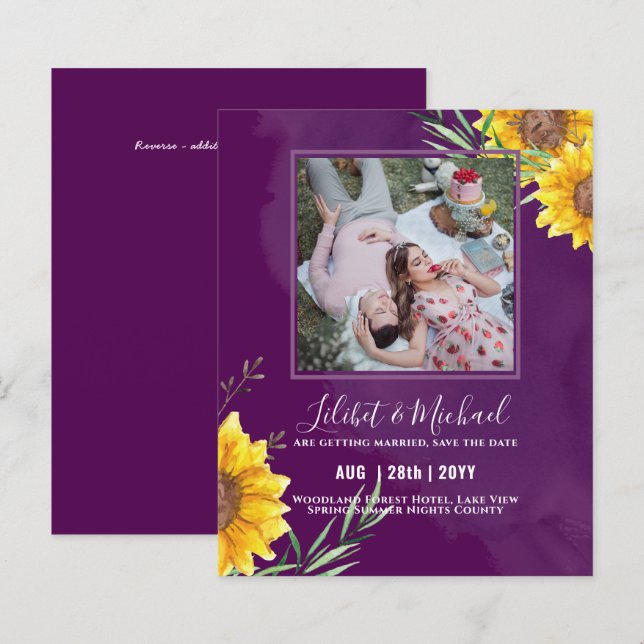BUDGET Sunflowers PHOTO Save Change Date Plans (Front/Back)