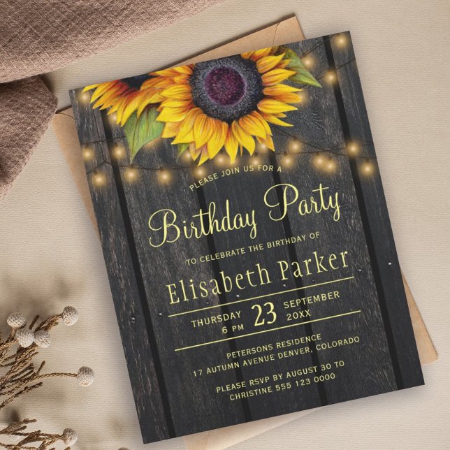 BUDGET sunflowers rustic wood birthday party (Creator Uploaded)