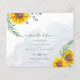 Budget Sunflowers Rustic Woodland Garden Save Date Flyer
