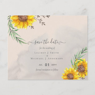 Budget Sunflowers Rustic Woodland Garden Save Date Flyer