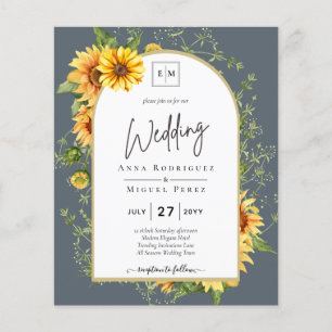BUDGET Sunflowers Wedding Invite QR Code RSVP Matt Flyer