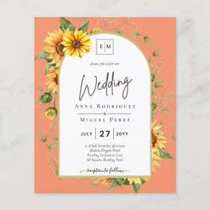 BUDGET Sunflowers Wedding Invite QR Code RSVP Matt Flyer