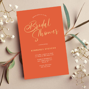 Budget sunset orange summer bridal shower invite