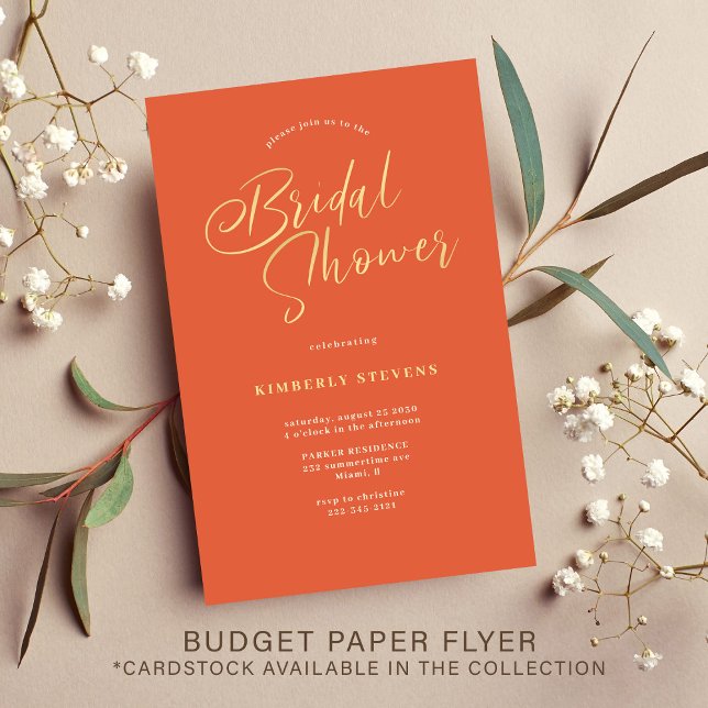 Budget sunset orange summer bridal shower invite flyer (Creator Uploaded)