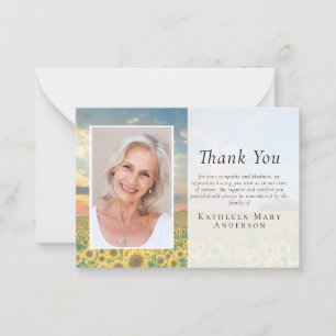 Budget Sunset Sunflower Funeral Thank You Card