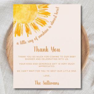 Budget Sunshine Baby Shower Thank You
