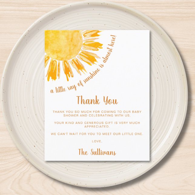 Budget Sunshine Baby Shower Thank You (Creator Uploaded)