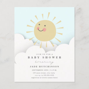 Budget Sunshine Clouds Baby Shower Invitation