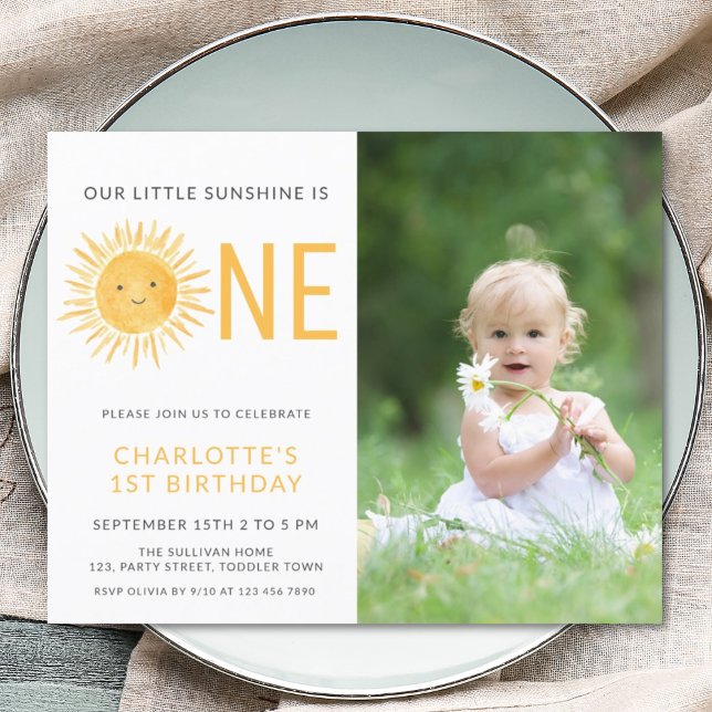 Budget Sunshine Girl's First Birthday Party Invite (Creator Uploaded)