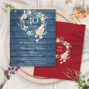Budget Surprise 40th Anniversary Rustic Invitation