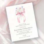 BUDGET SURPRISE 80th Birthday Pink Bow Invite<br><div class="desc">A feminine pink coquette bow is decorated with small pink and purple blue wildflowers.</div>