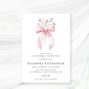 BUDGET SURPRISE PARTY 100th Birthday Bow Invite