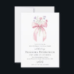 BUDGET SURPRISE PARTY 18th Birthday Bow Invite<br><div class="desc">A feminine pink coquette bow is decorated with small pink and purple wildflowers.</div>