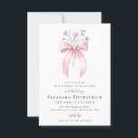 BUDGET SURPRISE PARTY 18th Birthday Bow Invite<br><div class="desc">A feminine pink coquette bow is decorated with small pink and purple wildflowers.</div>